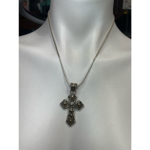 925/14k sterling silver cross necklace